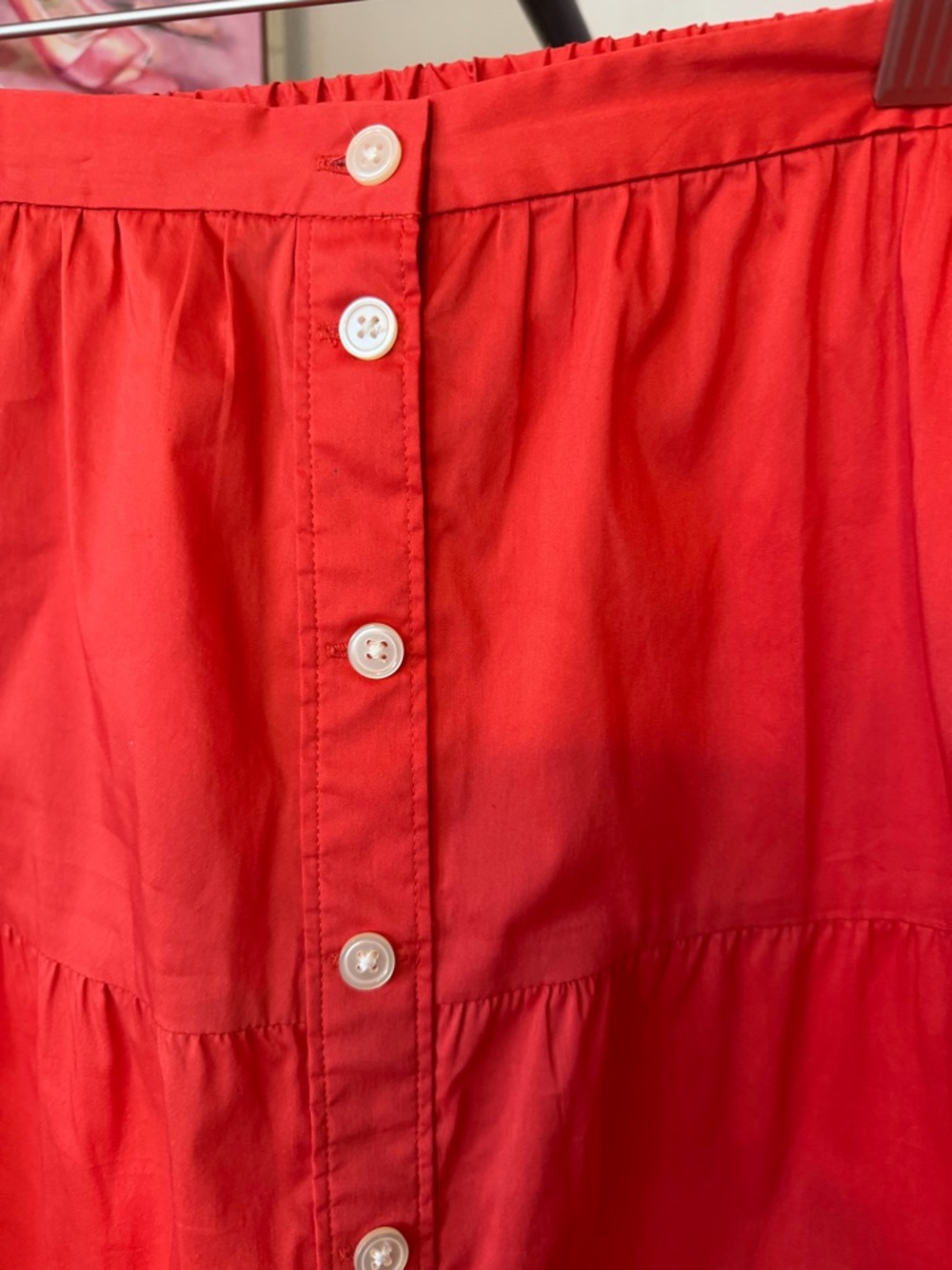 LOFT Outlet NWT Blood Orange Tiered Button Front Midi Skirt Size S - Picture 5 of 9